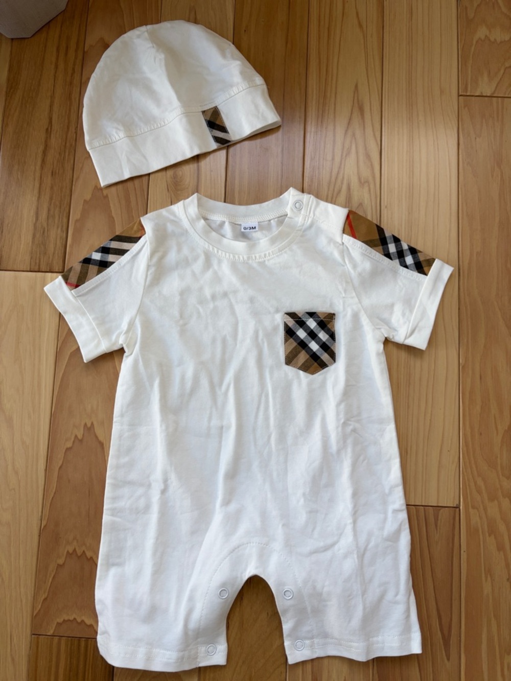 Plaid inspired romper - size 0/3